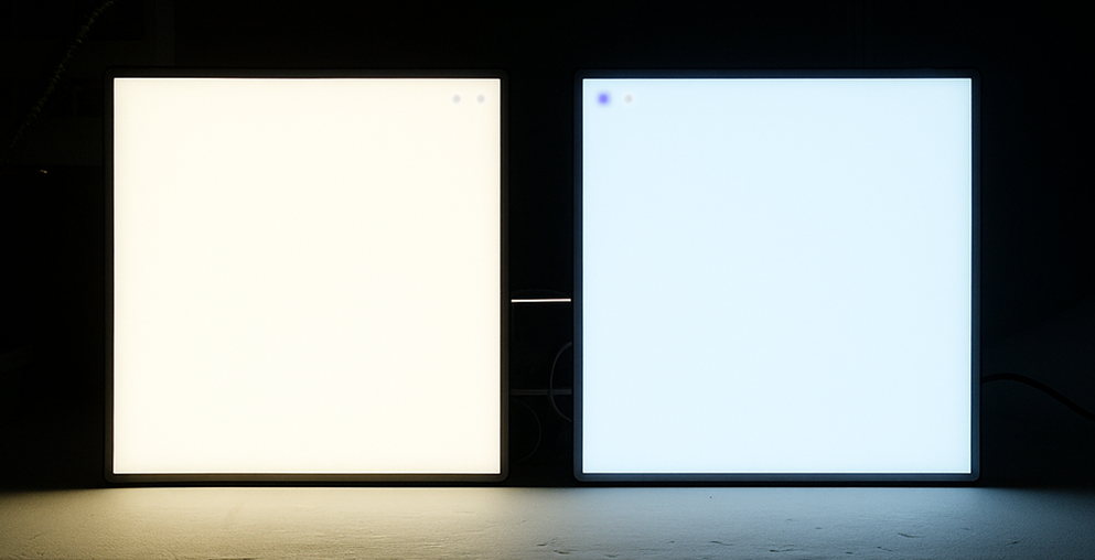 초기 LED와 노화 후 LED의 색 변화 비교 이미지