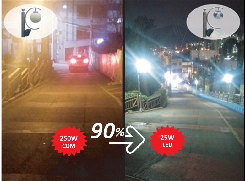 250W CDM에서 25W LED 교체 90% 절감